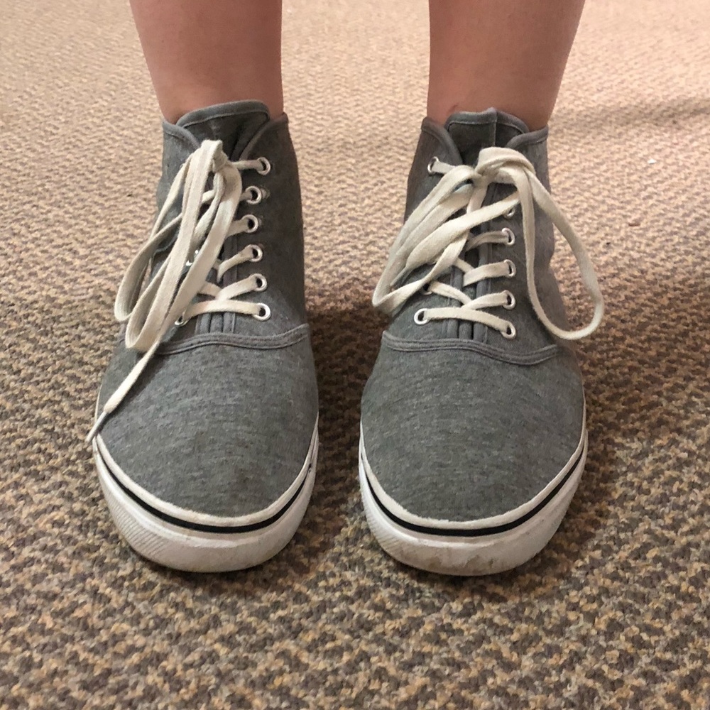 Cute gray canvas high top sneakers